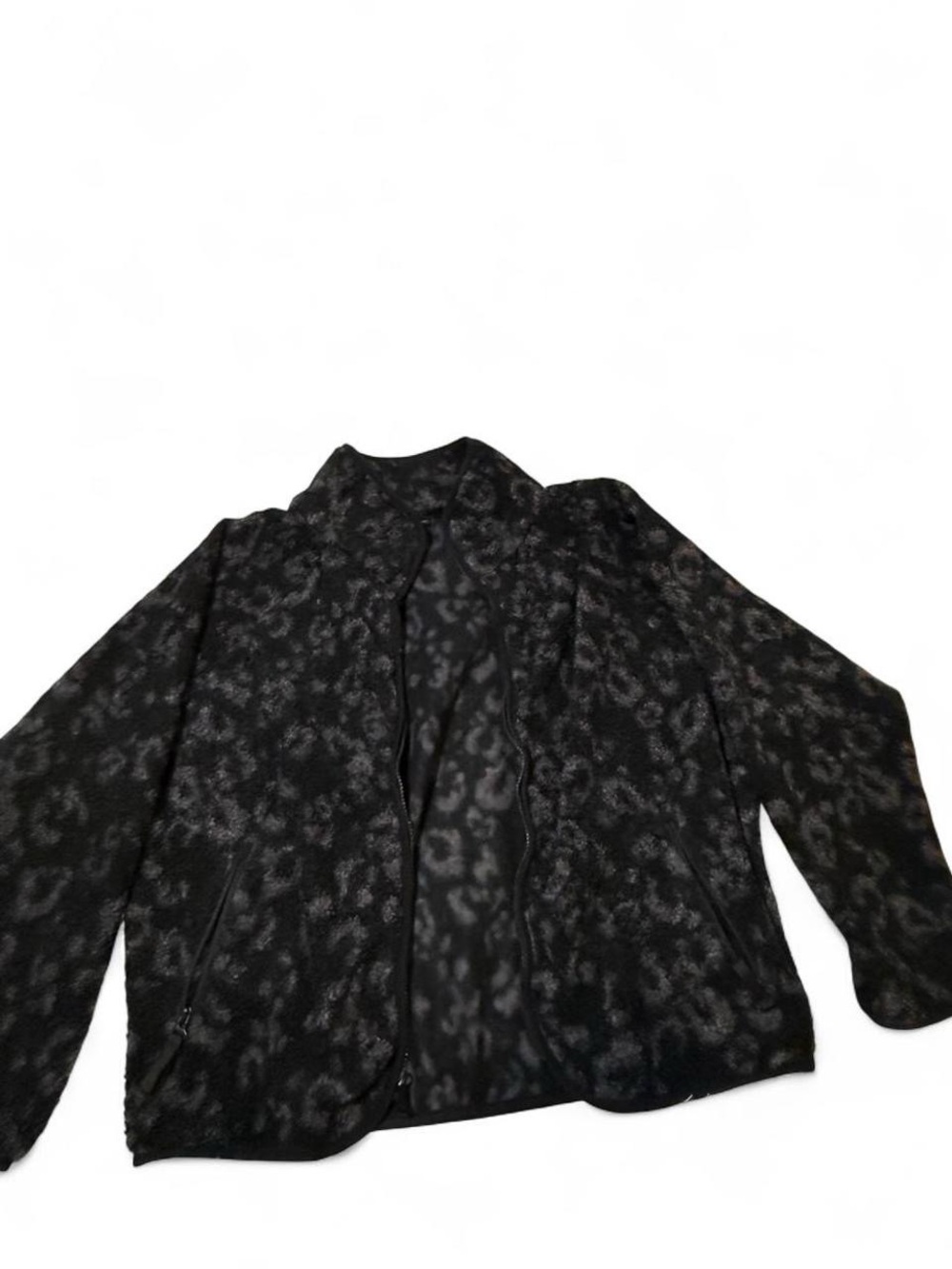 all in motion Black Leopard-Print Zip Jacket
